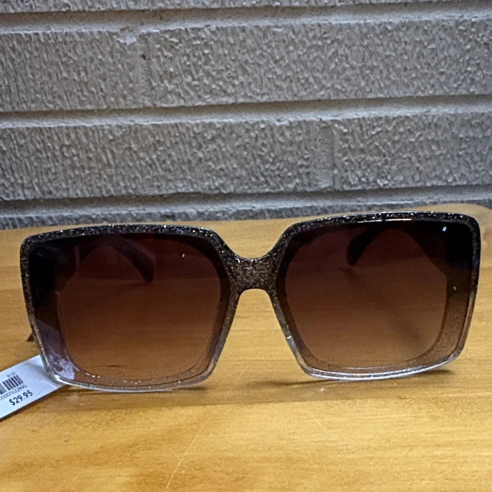 Lane Bryant Glitter Square Sunglasses in Black and Silver ombre sparkle NWT - Picture 4 of 8